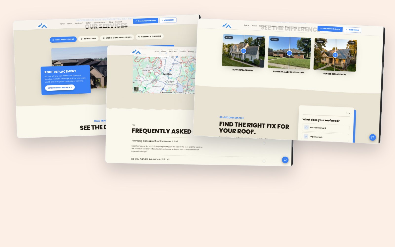 50+ pages, one per service and town